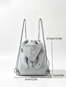 Korean Niche Design Ins Style Fashion Drawstring Bucket Backpack, Large Capacity Travel Backpack For Female College Students, Outdoor Outings - Grey - View 9