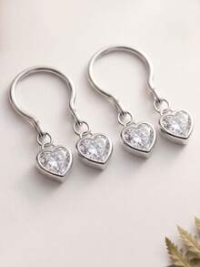 CIZME 1 Pair Sexy Stainless Steel Cubic Zirconia Flower Heart-Shaped Fake Nipple Rings, Body Piercing Jewelry, Clip-On Nipple Rings Without Piercing Required, Unisex, Daily Decoration - Fake Nipple Ring - View 3