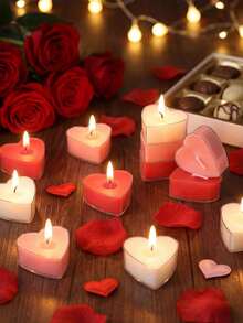 9pcs Heart-Shaped Aromatherapy Candles, Suitable For Proposal And Birthday Celebration, Perfect For Girlfriend Birthday/Christmas Gift, Ideal For Birthday, Party, Wedding Decoration - Multicolor - View 3