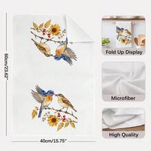 2PCS Kitchen Towels, Autumn Robin Bird Pattern Kitchen Towels Dish Cloths, 40*60cm Rectangular Microfiber Absorbent Cleaning Kitchen Towels, Perfect For Kitchen, Dining Room And Bathroom Use, Kitchen Decor, Home Decor, Neighbor Housewarming Gift, Dish Cloths - Multicolor - View 5