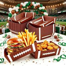 12/24pcs Football Theme Party Supplies/Paper Plates, Disposable Gift Box Paper Trays, Suitable For Football Theme Birthday Party And Decoration, 5lb Football Pattern Dinner Plates, Football Theme Paper Trays, Suitable For Game Day, Carnival, Birthday, Sports Theme Events, Party Decoration - Disposable Gift Box - View 2