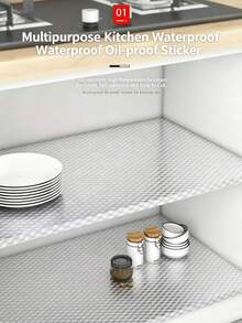 Aluminum Foil Kitchen Sink Stickers, Heat Resistant Oil-Proof Waterproof Wallpaper, Self-Adhesive Liner, Suitable For Drawers, Sinks, Cabinets, Anti-Mold Wall Protection Splash Guard Film - Multicolor - View 9