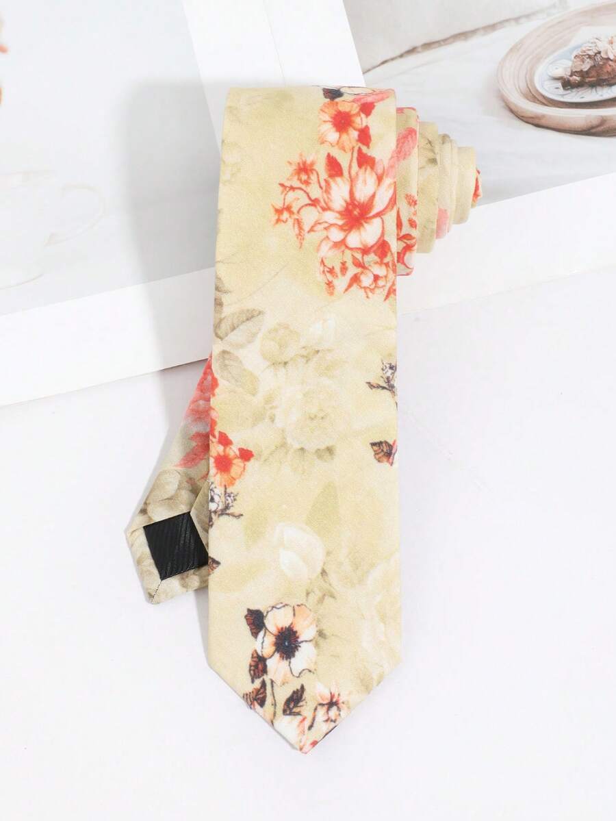 1件男士休閒花卉圖案領帶,適合假期聚會、派對、婚禮 - 多色-B - 查看 1