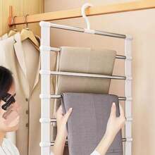 1pc Space-Saving Stainless Steel Folding Pants Hanger, Suitable For Jeans, Leggings And Wide-Leg Pants, Closet Organizer - Multicolor - View 3