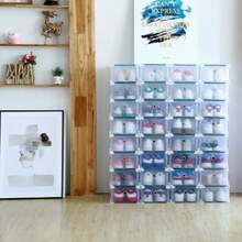 1pc Super Reinforced Shoe Storage Box, Extra Frame Reinforced Design, Easy‑To‑Assemble Stackable Shoe Organizer, Space‑Saving Transparent Plastic Shoe Cabinet Storage Box For Entryway & Bedroom - Multicolor - View 1