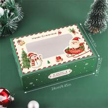 34/68/102pcs Christmas Window Decoration Gift Box Set, (Red Christmas And Green Christmas), Featuring Santa Claus And Snowman Patterns-Pre-Assembled Party Gift Box, Suitable For Christmas Decorations, Includes Christmas Stickers - Multicolor - View 8