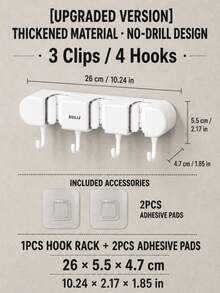 1pc No-Drill Wall Mounted Mop Holder, Upgraded Thickened Broom Organizer Rack, Multifunction Cleaning Tool Storage, Bathroom And Kitchen Organizer, Space-Saving Holder For Laundry Room, Balcony, Garage, Mop, Broom, Brush, Towel And Home Supplies - Grey - View 19