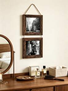 1 Buah Bingkai Kolase Foto Gantung Kayu Rustic, Bingkai Foto Persegi dengan Tali Vertikal, Bingkai Foto Multi Foto untuk Dinding Ukuran 6*6 Inci, Dekorasi Seni Dinding untuk Rumah, Kamar Tidur, dan Lorong - Bingkai foto persegi - View 11