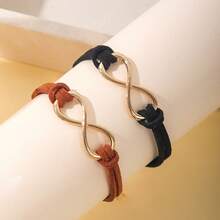 2pcs Fashionable Versatile Alloy 8-Figure Infinity Symbol Friendship Couple Bracelets, Suitable For Valentine's Day And Daily Wear Accessories - Black and Red - View 4
