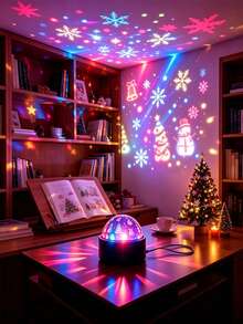 USB Powered Christmas Pattern Projection Light, RGB LED Night Light, Snowman Snowflake Christmas Tree Projection Lamp, Suitable For Christmas Party, Home Bedroom Ceiling Decoration, Holiday Gift - One Size Fits All - View 8