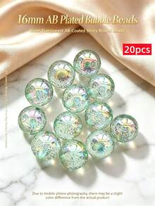 20pcs/Pack 16mm Mixed Color AB Plated Bubble Beads, Large Hole Round Acrylic Beads, Suitable For Jewelry Making, DIY Necklace, Bracelet, Keychain, Bead Pen, Handmade Crafts, Personalized Gifts - Multicolor - View 11