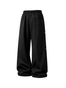 Men's Spring/Summer Casual Loose Straight Leg Sweatpants Fashion Casual Long Pants - Black - View 3
