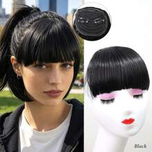 Invisible Thick Straight Bangs, 2-Clip Synthetic Fiber Hair Piece, No Sideburns, Instant Forehead Coverage, Pre-Styled Easy-Clip Bangs, Suitable For Women, No Skill Needed To Create Daily Looks, Halloween Cosplay Styling - Multicolor - View 16