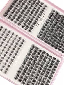 384 Clusters Large Capacity Segmented Single Cluster False Eyelashes, Thick Realistic Cluster-Shaped Eyelashes, Home DIY Self-Application Eyelash Extension Beginner Set - View 5