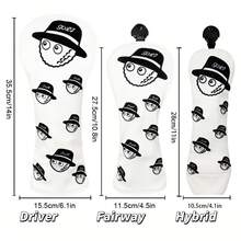 Funny Fisherman Pattern White Golf Club Headcover, PU Material Embroidered Design, Enhanced Club Protection, Golf Accessory - White - View 2