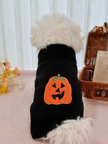 Pet Pumpkin Sweater Halloween Sweater For Cats And Dogs - Black - View 10