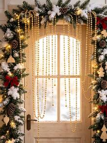 24/5m Christmas Bead Garland, Shiny Metallic Bead Chain String, Xmas Tree Hanging Decor, Bead String Ornament, Suitable For Fireplace Mantel, Wreath, Wedding Table And Indoor Holiday Party Christmas Tree Decoration - Multiple Styles - View 11