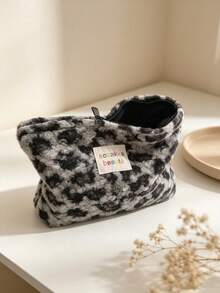 1pc Leopard Print Fuzzy Cosmetic Bag, Soft Plush Zipper Makeup Pouch, Large Capacity Multi-Purpose Storage Bag, Portable Travel Organizer For Cosmetics, Skincare & Toiletries, Daily Accessory For Women - Multicolor - View 10