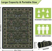 Floral Picnic Blankets Waterproof Foldable, 60X80 Packable Picnic Mat Vintage Outdoor Blanket For Grass, Large Beach Blanket Sandproof Picnic - ColorA - View 3