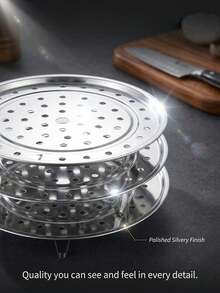 1/3pcs LDQ Stainless Steel Steamer Rack - Rust-Proof For Home Storage Pots, Multi-Layer Round Steamer Insert With Can Holder Accessory, Perfect For Home Kitchen Use, Kitchen Helper[Please Remove The Anti-Scratch Film Before Use, If It Cannot Be Removed, Please Use Hot Water To Soak] - Multicolor - View 5