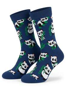 1 Pair Of Crew Sock, Men Funny Graphic Socks, Cute Panda Bamboo Pattern Socks, Soft Breathable, Halloween Christmas Holiday Gift For Men Women - Multicolor - View 7
