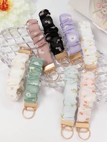Sweet Women's Daily Gift Chiffon Printed Elastic Hair Tie Wrist Keychain, Multi-Purpose Key Holder And Bag Charm, Suitable For Keys, Phones, ID Badges, Great For Holiday Gifts - Multicolor - View 2