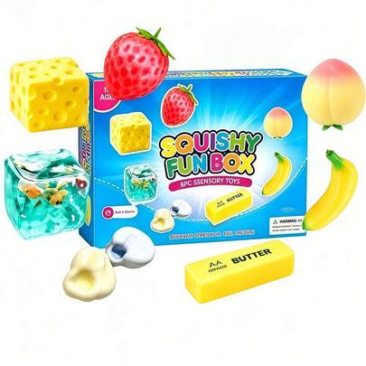 1pc 2026 ENN DOH Mystery Squishy Box Surprise Pack, Cute Food & Jellyfish‑Shaped Squeeze Toy Assortment, Swirl Marble‑Pattern & Fuzz Stress Relief Balls, Soothing Sensory Fidgets For Anxiety ADHD Relief, Great For Birthday Party Favors & Classroom