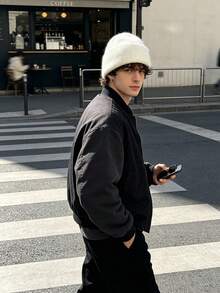 Unisex Solid‑Colour Knitted Beanie Hat, Stretchy Rib Cap For Autumn Fall Street Style Casual Daily Outdoor Wear - A - View 2