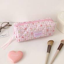 Fresh Bow & Floral Pencil Case, Large Capacity Compartment Stationery Pouch For Students, Stationery Storage Bag - Floral Bow - View 11