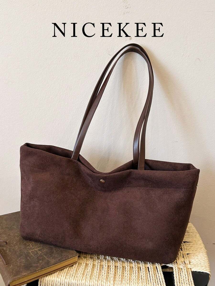 Nicekee Casual Simple Solid Color Large Capacity Handbag, Versatile, Personalized And Fashionable Shoulder Bag, Suitable For Commuting Shopping Travel