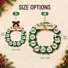 Custom Family Christmas Wreath Ornament, Personalized Family Name Hanging Decor, Rustic Holiday Style, Customized Christmas Tree Decoration, Customizable 2-10 Names Keepsake, Festive Home Decor, 2026 Christmas Gift, Family Gathering Decor, Dad, Mom - Style a - View 2