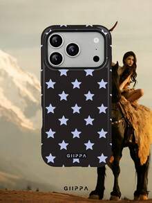 GIIPPA 1件星形圖案設計手機殼，適用於Phone 17 Pro Max，兼容Phone 16 Pro Max、15 Pro Max、14 Pro Max，韓系高端時尚趣味手機殼，兼容11/12/13/14/15/16 Pro Max Plus，優雅設計男女皆宜，送給女友的完美禮物，適合聖誕節、情人節、復活節、婚禮季與生日 - 藍色 - 查看 9