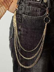 1pc Women's Fashionable Multi-Layer Tassel Hip Hop Punk Style Pant Chain, Suitable For Halloween Party Or Daily Wear - Gold - View 6