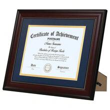 Classic Black Diploma Frame With Double Mat – Matte Black & Gold-Trimmed Border, Fits 11x14 Inch Documents (No Mat Included), Sleek Slim Profile, Easy Snap-In Design, Ideal For Graduation Certificates, Academic Awards, Or Formal Recognition Displays - Blue Mat - View 5