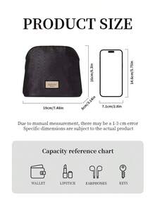 Black Water Resistant Large Capacity Nylon Cosmetic Bag Label Decor Stain Resistant Makeup Pouch Daily Commute Dating Travel Beauty Storage Gift For Women GUCCI‑GIFT‑84 - Black - View 9