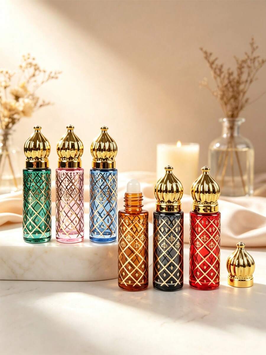 8ml Empty Perfume Bottle Color Packaging Roller Ball Mini Essential Oil Bottle Glass Portable Glass Bottle Travel Accessorie(Small Accessories Included) - Multicolor - View 1