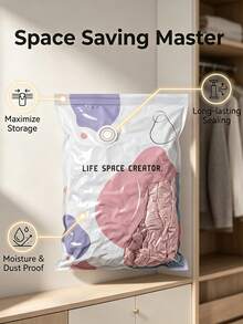 2pcs Vacuum Storage Bags Without Pump, 80% Compression Rate, Extra Large Capacity, 3D Roll-Up Vacuum Sealed Bags, Upgraded Large Capacity Compression Storage Bags, Suitable For Bedding, Clothing, Blankets, Oversized Bedding, Travel Packing Cubes - Multicolor - View 4
