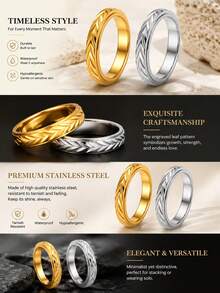 1PC Retro Fashion 3D Wheat Ear Stainless Steel Unisex Ring, Wedding Engagement Promise Ring, Premium Stylish Men's Jewelry Accessory Gift - Wheat Ear Ring - View 5