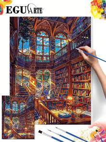 DIY Magical Fantasy Library (Frameless 8x12 / 16x20 Inches) Paint By Numbers Kit (Acrylic) Arts & Crafts For Adult Beginners, Home Wall Decor, And Holiday Gifts For Relaxation And Creative Joy - Sets - View 2