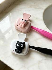 Kitten Toothbrush Holder Set, Kitten-Themed Designs Paired With Premium Toothbrush Holders. Compact, Lightweight, And Easy To Carry, Suitable For Dormitories, Schools - Multicolor - View 3