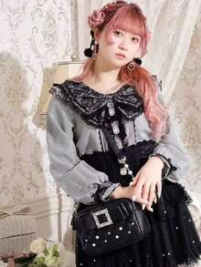 Tas Mini Chic Terbaru Gaya Jepang & Korea, Desain Niche Terinspirasi Inspirasi Tren, Tas Bahu Rantai Mutiara Fashion 2025, Tas Selempang Persegi Serbaguna dengan Motif Quilted - Hitam - View 5