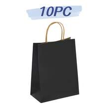 10/25/40pc Black Gift Bags With Sturdy Handles, Reusable Small To Medium Paper Shopping Bags, Suitable For Retail, Birthday Parties, Halloween, Christmas, Handmade Crafts And Gift Wrapping - View 12