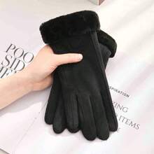 1 Pair Women's Autumn/Winter Warm Gloves, Touchscreen Responsive, Thickened Cushioning Windproof, Cute Style, Suitable For Students, Cycling And Daily Use - A - View 5