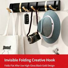 Invisible Folding Wall Hook, Self-Adhesive No-Drill Heavy Duty Wall Mount Hook, Space-Saving Multi-Function Hook For Bedroom, Closet, Entryway, Bathroom, Kitchen, Door, Hat, Towel, Backpack, Handbag, Coat Storage And Organization - View 2
