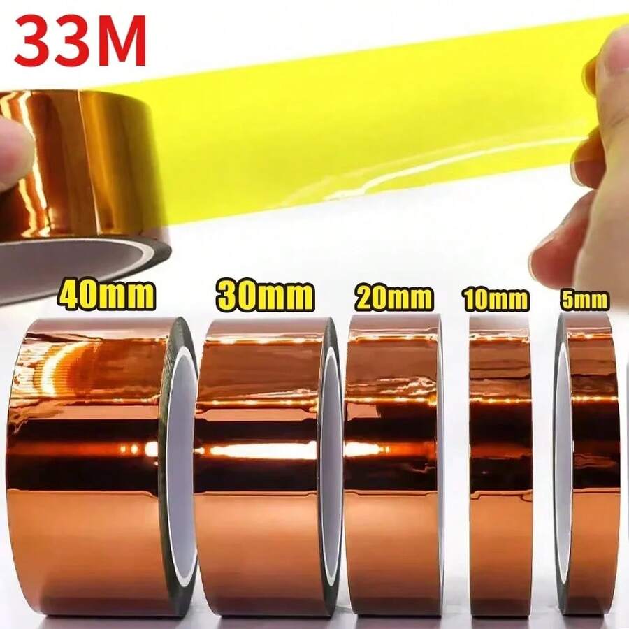 1Roll High Temperature Heat Resistant Polyimide Tape, 5-40mm Width Adhesive Thermal Insulation Tape, No Residue High Temp Tape For Gold Finger Sublimation Heat Press Soldering Circuit Board BGA 3D Printing Electronics Industrial Maintenance - Multicolor - View 1