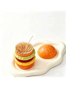 1pc Hamburger Shaped Toothpick Holder With Lid, Dust-Proof Floss Storage Box, Home Floss Box, Hamburger Shaped Toothpick Holder, Fashionable Desktop Decor, Cotton Swab & Floss Storage Box, 18th Birthday For Her, Storage Boxes, Personalised Gifts, Christmas Gift - Multicolor - View 10