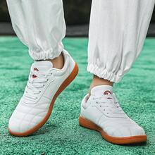 Men's Faux Leather Tai Chi Kung Fu Shoes, Lace‑Up Non‑Slip Martial Arts Training Sneakers - White - View 6