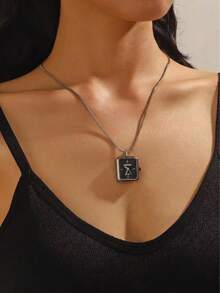 CARYINO New BLINGBLING Fashion Women's Necklace Watch With Time Display, Classic Small Square Design With Rhinestones, Gradient Color Sunburst Dial, Niche Designer Style, Light Luxury Fashion, Suitable For Festivals, Parties, Weddings, Back To School, Christmas, Thanksgiving, Halloween, Easter And Other Occasions, Also The Best Gift For Girlfriend And Mother - one-size - View 5