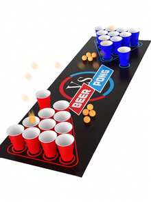 Christmas Party Beer Pong Game Table Mat, Beer Pong Cup Game Mat - Multicolor - View 8