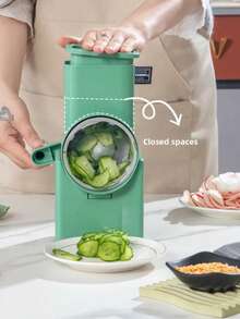 16-In-1 Multifunctional Vegetable Cutter, Home Kitchen Dicing, Slicing, Shredding & Draining All-In-One Tool, Fast Chopper For Potatoes, Carrots, Onions, With Hand Guard, Time-Saving Meal Prep Tool, Essential For Kitchen Beginners - Green - View 2